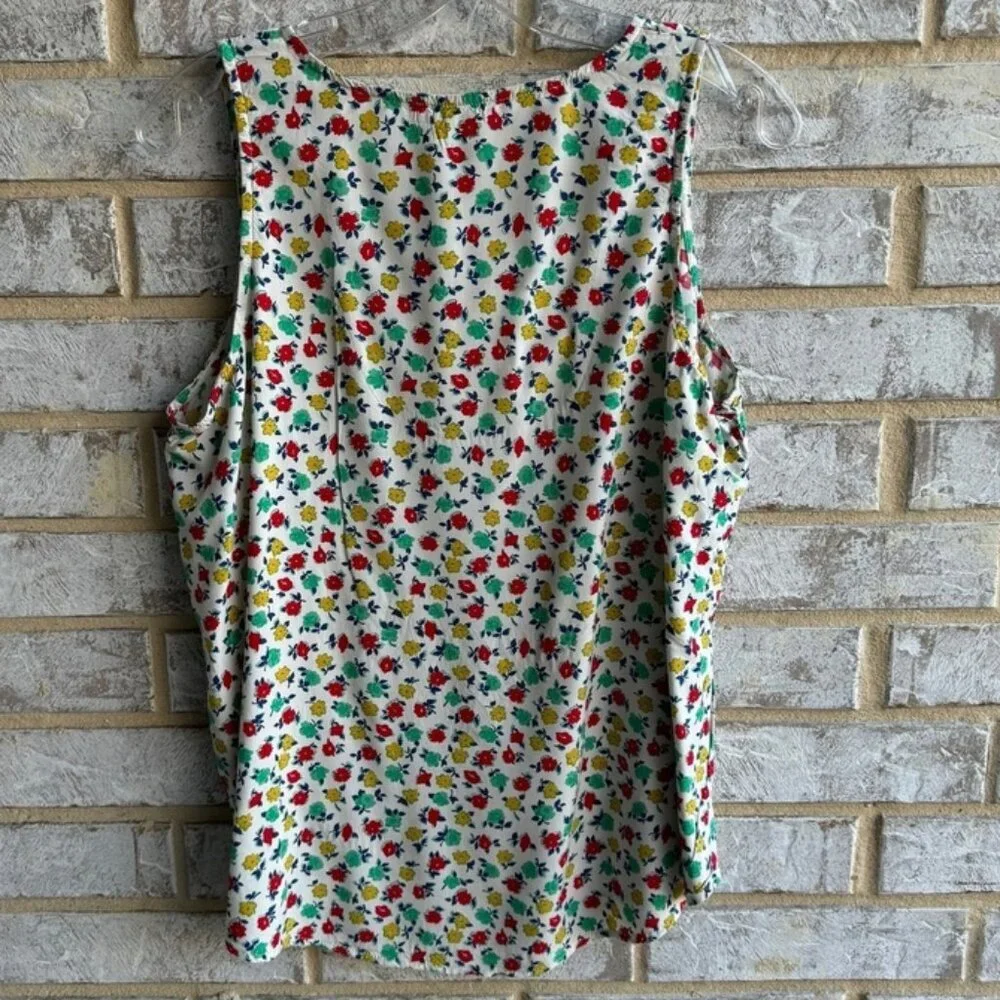 J. Crew Mercantile Floral Sleeveless Blouse Women's Size M.